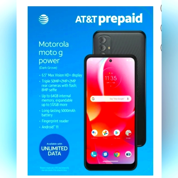 ✨NIB! AT&T Prepaid Motorola Moto G Power! 64GB - Picture 1 of 7